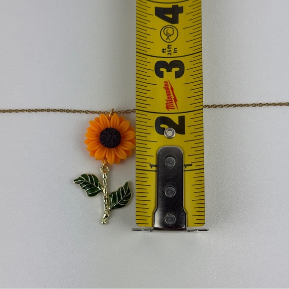 Sunflower Pendant Necklace Flower Floral Faux Gold Chain Enamel Jewelry Gift NEW - Picture 16 of 16